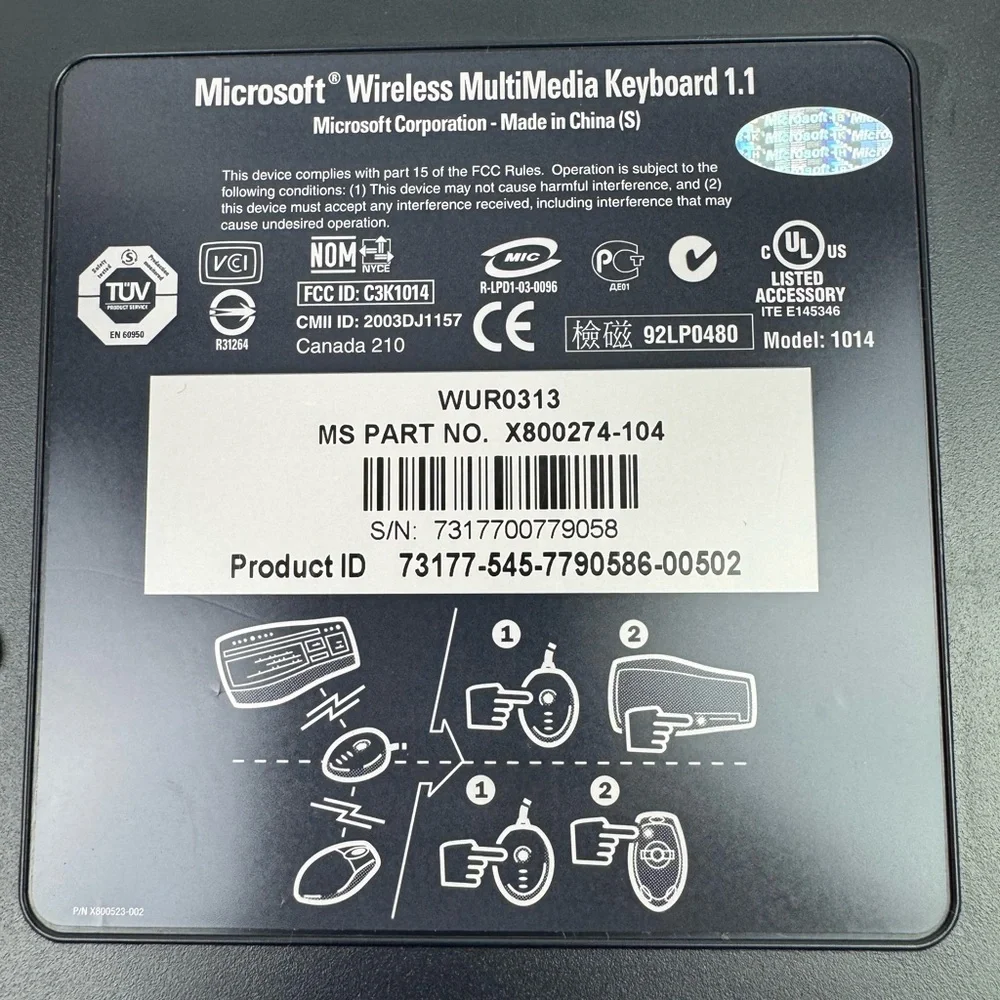 Microsoft Wireless MultiMedia Keyboard 1.1 Model 1014 WUR0313